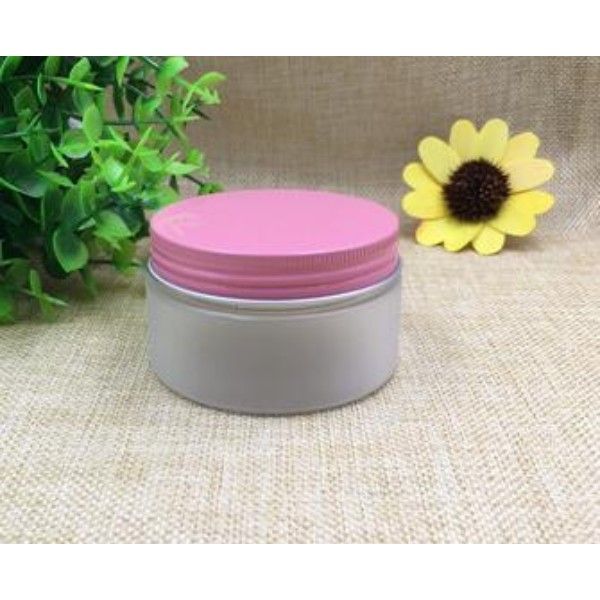 50 pz Spedizione Gratuita 100 150 200 g Bottiglie di plastica vuote glassate Vaso Serbatoio Pot Contenitori cosmetici con tappo in alluminio rosa oro