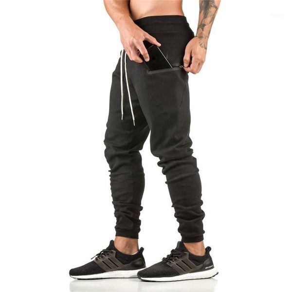 

2018 fashion pocket zipper design men's fashion trousers casual men's fitness trousers jogger loose feet pants sportswear1, Black