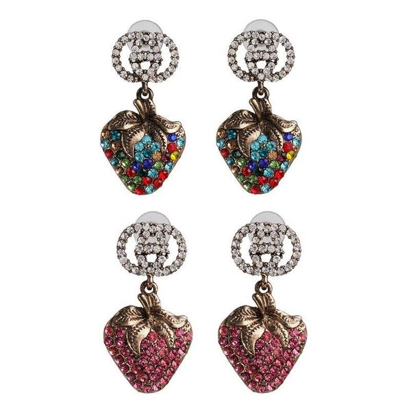 

women rhinestone strawberry stud earring vintage fruit strawberry earring jewelry gift for love gir sqcgad queen66, Golden;silver