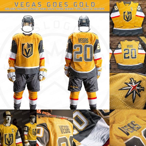 

women vegas golden knights 2020 all gold third jersey marc-andre fleury mark stone pacioretty tuch karlsson lehner reaves smith nosek gusev, Black;red