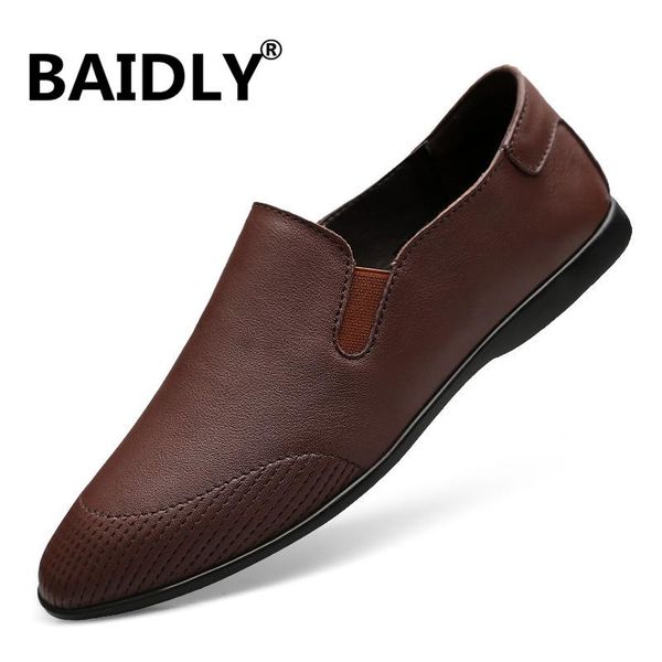 

big size men genuine leather shoes fashion men casual leather shoes handmade mens loafers male high quality, Black