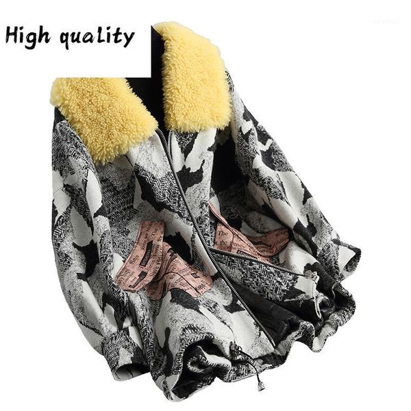 

luxury and wool cotton coats warm winter coat women real lamb fur collar female jacket abrigo mujer 19030 wyq19231, Black