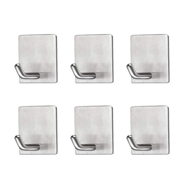 

6x stainless steel strong self-adhesive stick home wall hanger hook rack holder