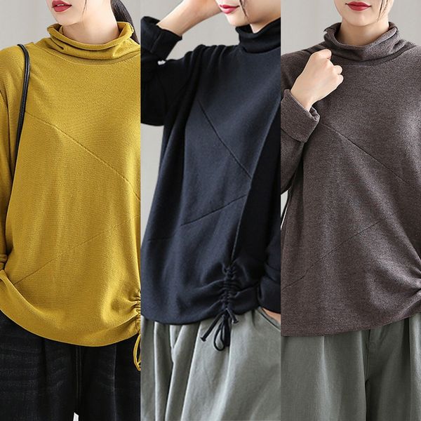 

artistic style half high collar autumn new pullover sweater style women's long sleeve short sleeve pullover loose with bottom layer swe, White;black