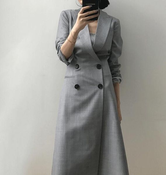 

women's suits & blazers designer women blazer coat long sleeve double breasted offic lady suit female fashion slim, White;black