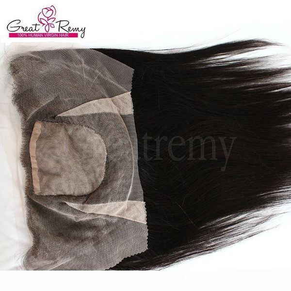

13 * 4 уха до уха кружева фронтального с silk base hairpieces закрытие отложенной девственницы индийский прямой человеческих волос greatremy, Black