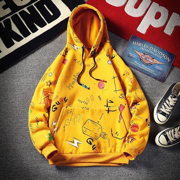 

print hoodie men streetwear 2021 brand new mens harajuku толстовки весна осень мода толстовки с капюшоном high street tops, Black