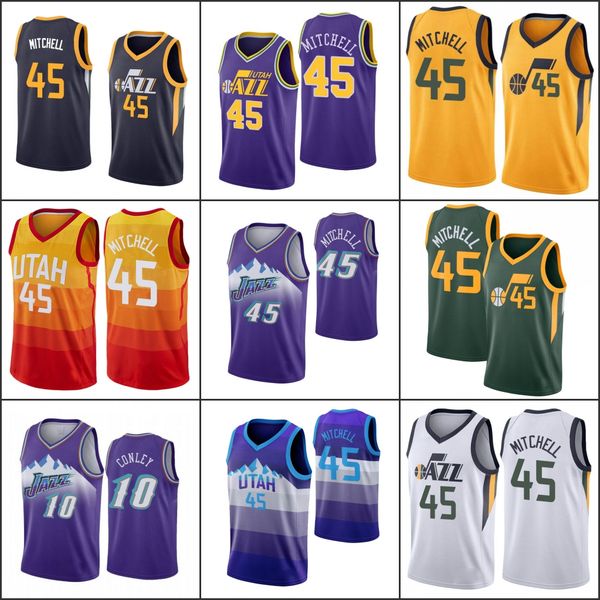 

юта джаз мужские донован митчелл майк конли классика нба фиолетовый джерси, Black