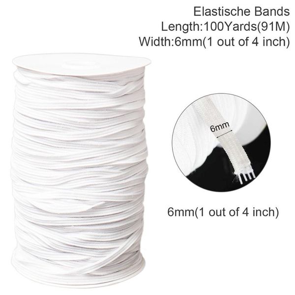 

3/6mm 100 yards elastic band tape sewing elastic ribbon cord spandex rubber band trim sewing fabric diy garment accessories wmttbj