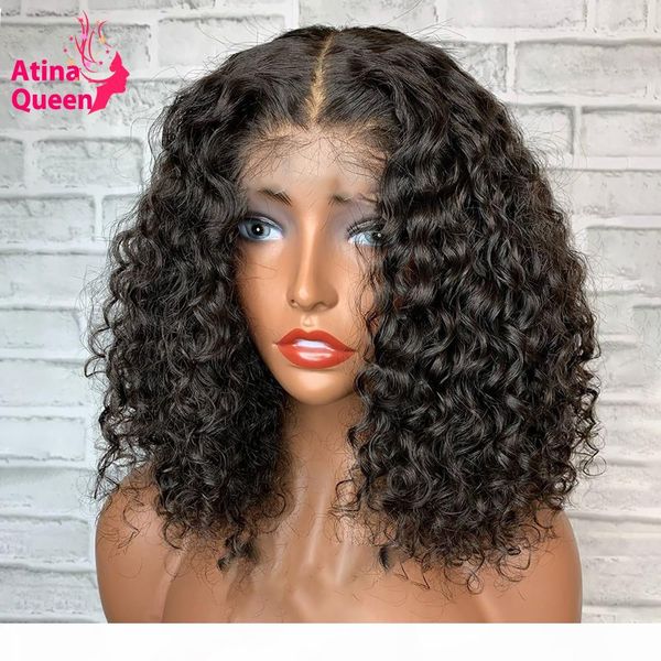 

250 density short 360 lace frontal wig bob afro kinky curly lace front human hair wigs pre plucked peruvian remy for black women