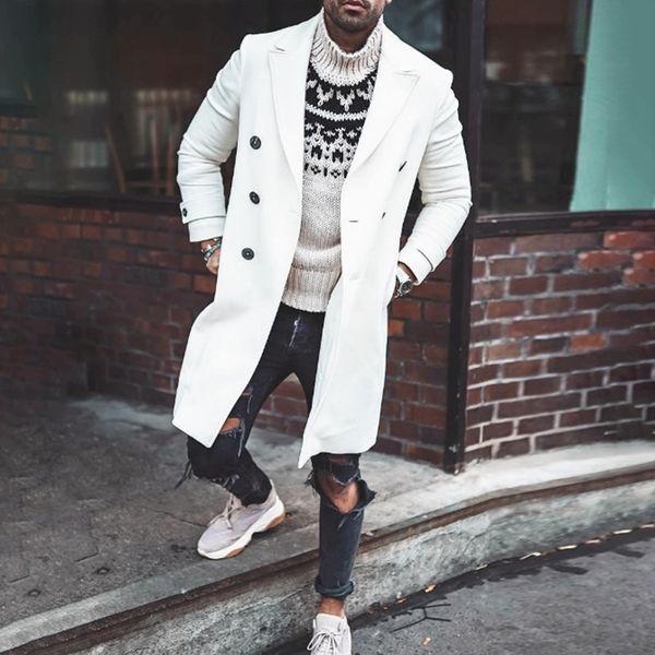 

2021 european and american style men's clothing new solid color casual jacket woolen coat, Black