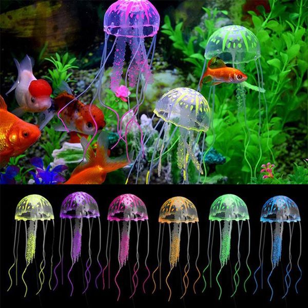 

fish tank decoration underwater artificial jellyfish aquarium decoration silicone jellyfish ornament aquarium glowing