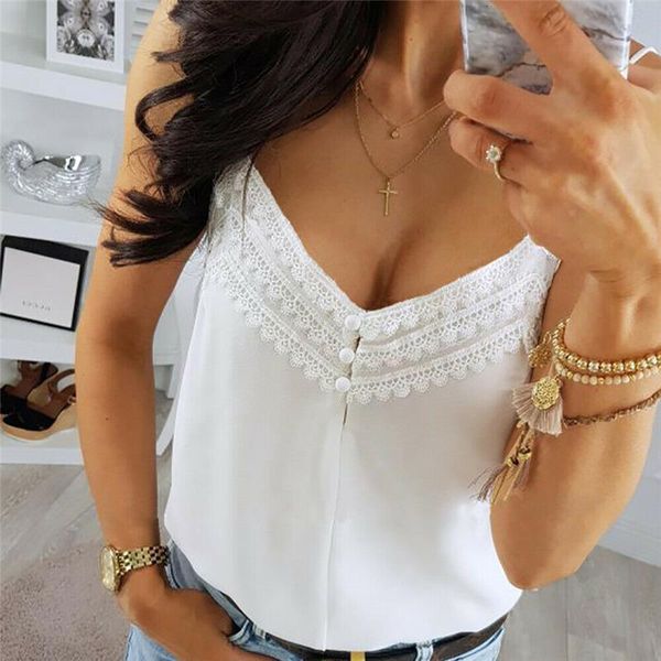 

women summer casual lace elegant sleeveless white tee loose tank ladies vest female plain debardeur femme camisa feminina