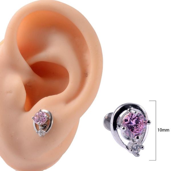 

1 шт. cz gem eacr tragus helix helix hortilyage 361l хирургическая стальная капля воды хрустальные уха лепестка шт. лобрент бар кольцо кузов, Silver