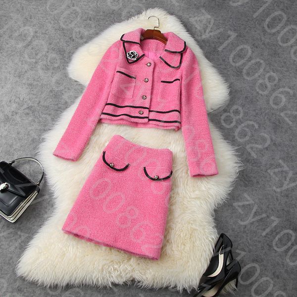

european and american women's wear 2020 winter new style long-sleeved corsage coat skirts fashionable imitation sable suit, White