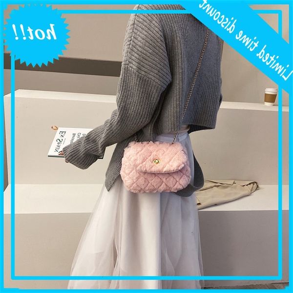 

2019 new korean plush women's messenger lingge chain fashion shoulder bag