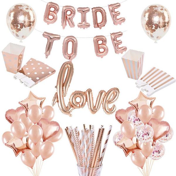 

party decoration rose gold bride to be letter confetti foil balloon tableware hen bachelorette wedding decor supplies
