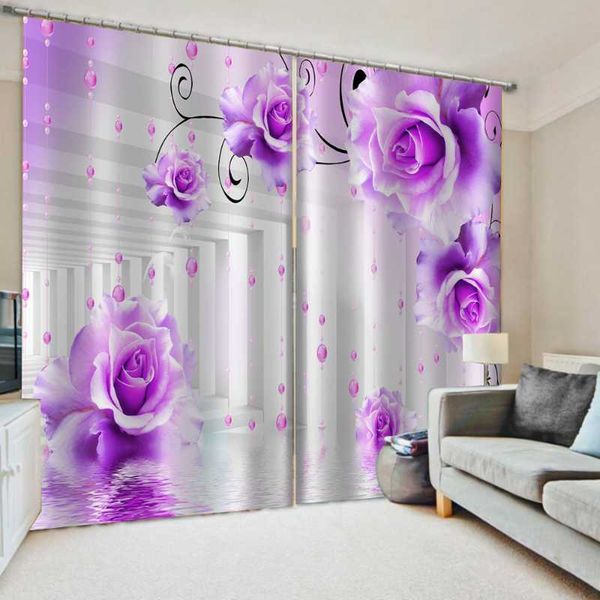 

curtain & drapes morden purple flower curtains 3d window for living room bedroom cortinas rideaux customized size