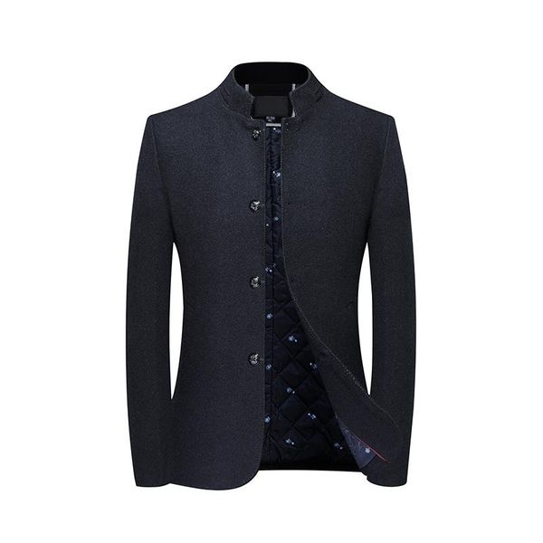 

stand-up collar coat male woolen jacket middle-aged plus cotton dad kg-31, Black