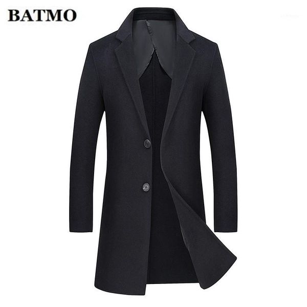 

batmo 2019 winter new arrival men's long wool coat,single-breasted double-sided wool trench coat men,size m-3xl.1, Black