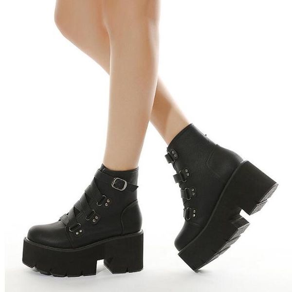 

boots women ankle short booties wedges shoes woman night-club platform warm shoe chaussures femme zapatos mujer sapato nh308, Black