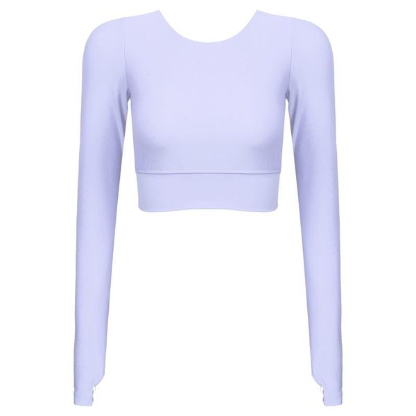 

yoga outfits women spring shirt round neck long sleeve crop back cross strappy running sportwear female gym workout fitness, White;red