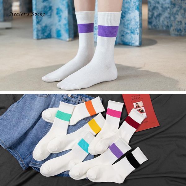 

socks & hosiery simplicity striped happy woman cotton funny solid color harajuku casual soft japanese fashion kawaii girls sockings, Black;white