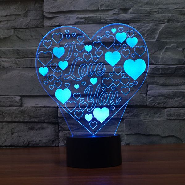 

2021 new love hear shape 3d night light amazing table lamps a084