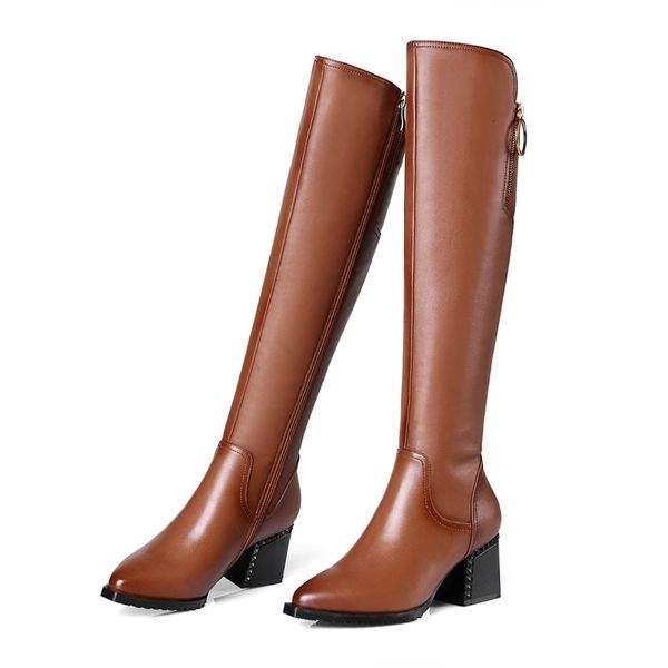 

woman 2021 knee-boots natural plus size 22-26 in length autumn and winter ladies snowboots 2 colour rlt5, Black