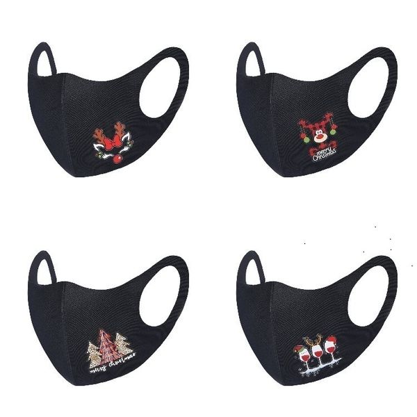 

new 100шт рождество маски можно стирать и использовать повторно, пыленепроницаемый и дышащая маска, рождество печататься черный дизайн маски