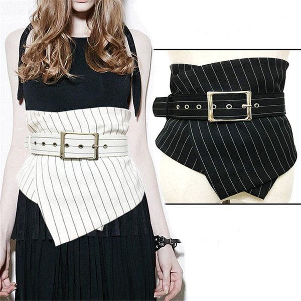 

ультра широкие дамы нерегулярный waistband моды диких ультра широкий полосатый булавку женщин пряжки регулируемый ремень талии аксессуары, Black;brown