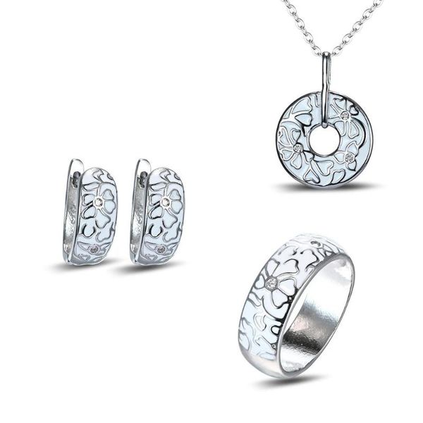 

фарфоровая белые элегантные кольца ручной работы эмаль кулон ожерелье женщины 925 серебро, Silver