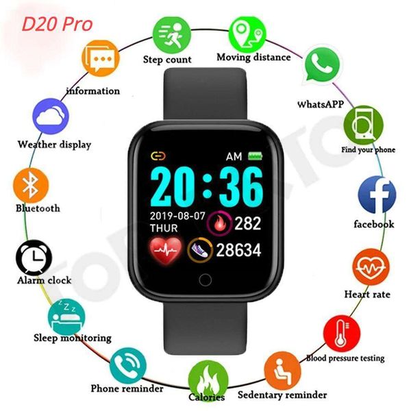 

men's waterproof sports watch, intelligent heart rate and blood prsure control wristband, bluetooth d20 y68bgt