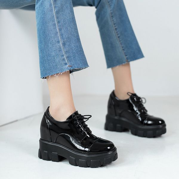 

2020 33-43 large female pumps square bottom casual stilettos fashion lace to ladies'platform shoes 3b2g, Black