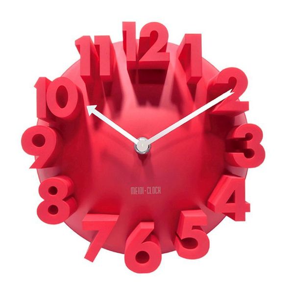 

creative digital wall clock household decorative wall clock living room mute decor (red without battery