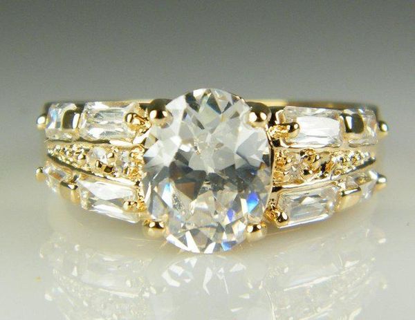 

gemstone zircon ring gold 18k high gold grade ring,engagement wedding crystal couple lovers yellow solid shipping plated wmtyv, Silver