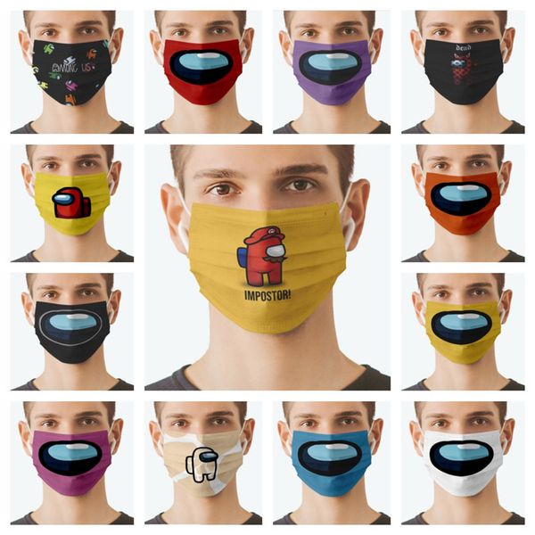 

among us game disposable face mask cartoon cute designer masks washable mouth cover protective adults non-woven earloop masks e122409, Blue