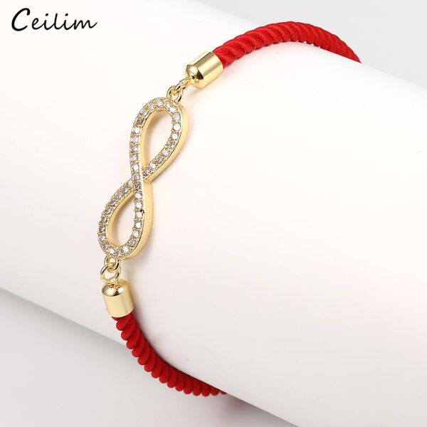 

fashion crystal zircon 8 infinity charm bracelet woman men 2020 new adjustable red thread couple bracelets lucky jewelry gifts, Golden;silver