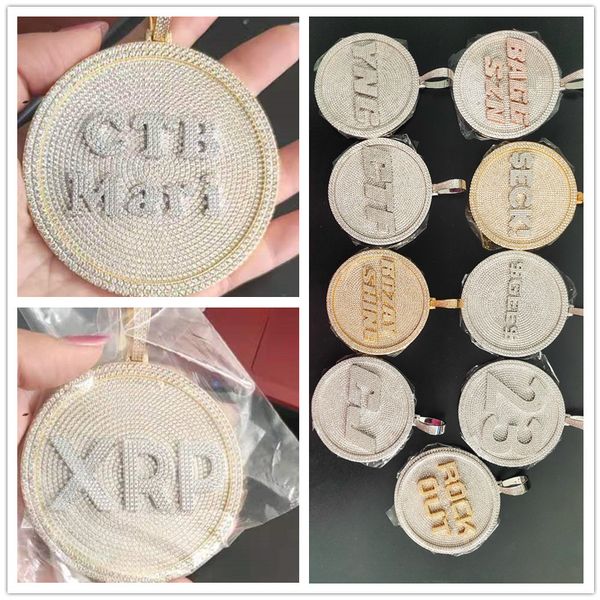 

gold plated iced out bling cz diamonds custom name letters pendant necklace mens hiphop bling jewelry gift for men women, Silver