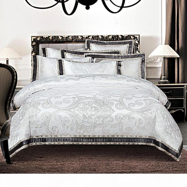 

42 luxury jacquard bedding set cotton bedsheet pillowcase  king size beige duvet cover pillowcase