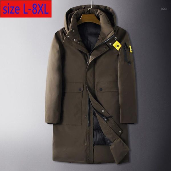 

new men winter super large fashion padded clothes x-long casual turn-down collar thick mens winter coat plus size l-6xl 7xl 8xl1, Black