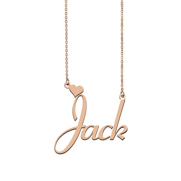 Jack nome colares pingente personalizado para mulheres meninas crianças melhores amigos mães presentes 18k banhado a ouro jóias de aço inoxidável