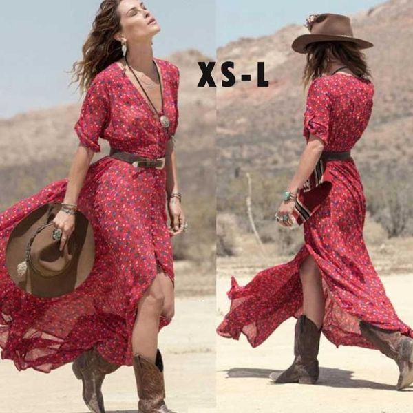 

dress new natural fashion boho summer chiffon floral party beach long maxi dress printed dress women ap25, Black;gray