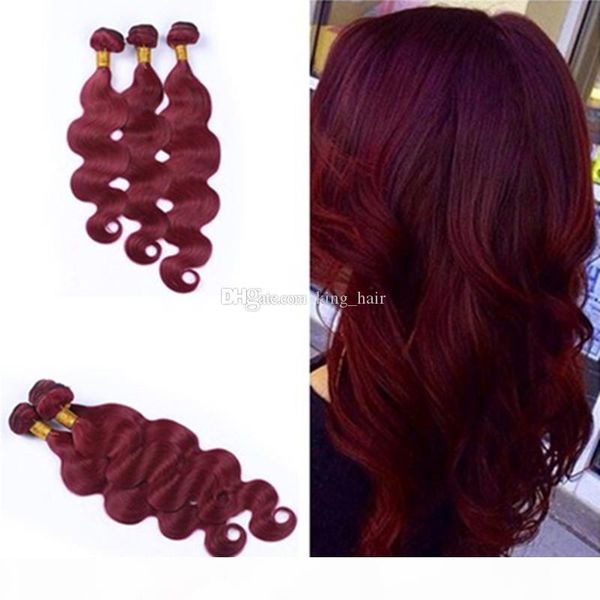 

pour color wine red burgundy body wave hair bundles 3 pcs lot body wave human hair extension #99j hair weaves for woman, Black