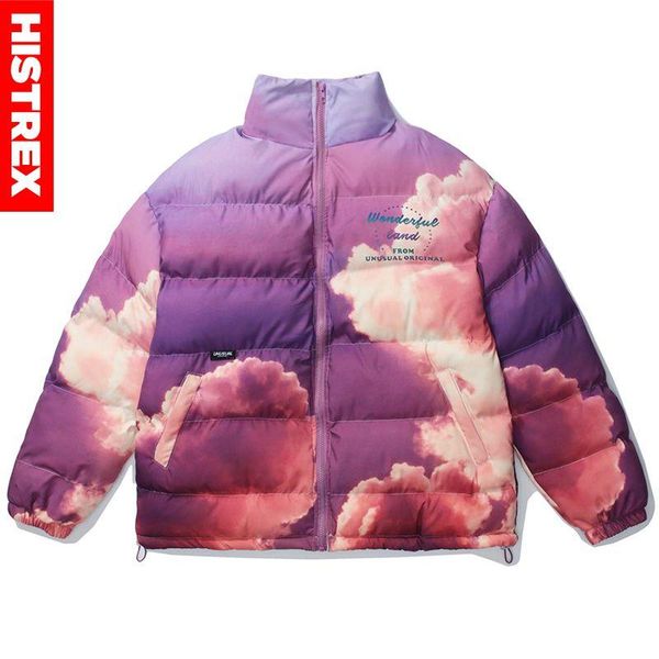 

histrex clouds 3d printing men parkas jacket thicken coats clothing streetwear fashion outwear male fashion co parka man sf0id#, Black