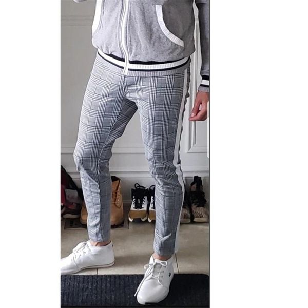 

men's pants mens plaid trousers with bands, Black