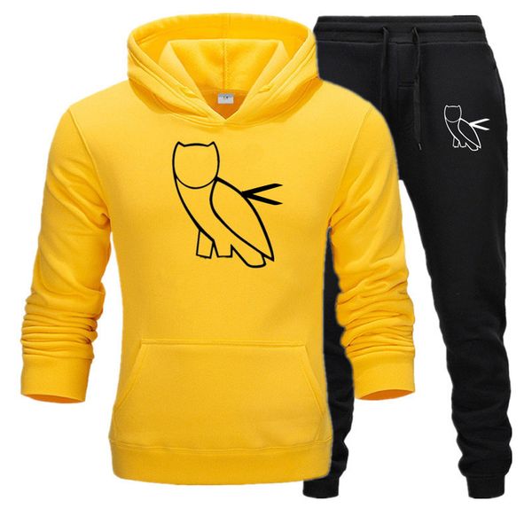 

men's winter sportwear tracksuit clothes, long sleeve pullover hooded sweatshirt+sweatpants 2 pcs casual outfits set, Black;blue