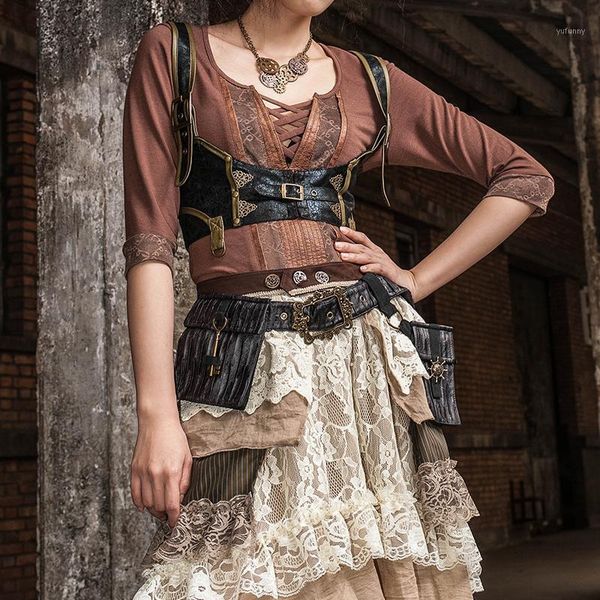 

waist bags steampunk men women bag fanny pack pu belt purse small gothic pack1