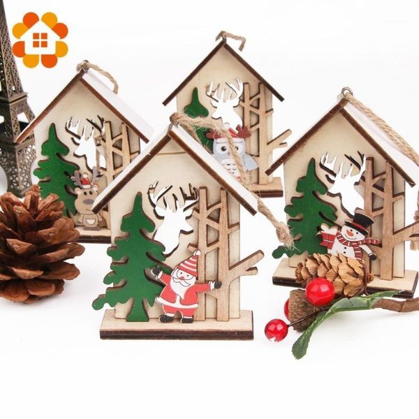 

christmas decorations 1pcs 4 styles tree pendants wooden decoration santa claus deer snowman ornaments creative wood crafts decor supplies1