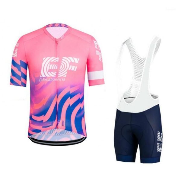 

2020 pink pro tour team ef cycling jersey set bicycle maillot breathable mtb quick dry bike clothing ropa ciclismo 9d gel pad1, Black;blue